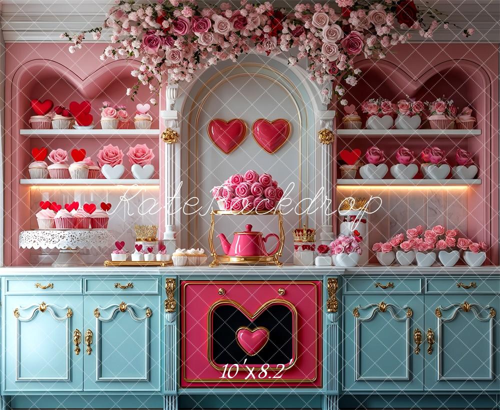Kate Valentine's Day Kitchen Backdrop Designed by Mini MakeBelieve - Kate Backdrop AU