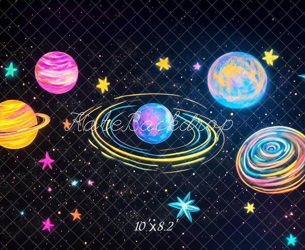 Kate Colorful Space Planet Backdrop Designed by Patty Roberts - Kate Backdrop AU