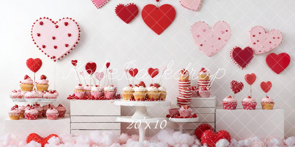 Kate Valentine Heart Cupcake Backdrop Designed by Emetselch - Kate Backdrop AU