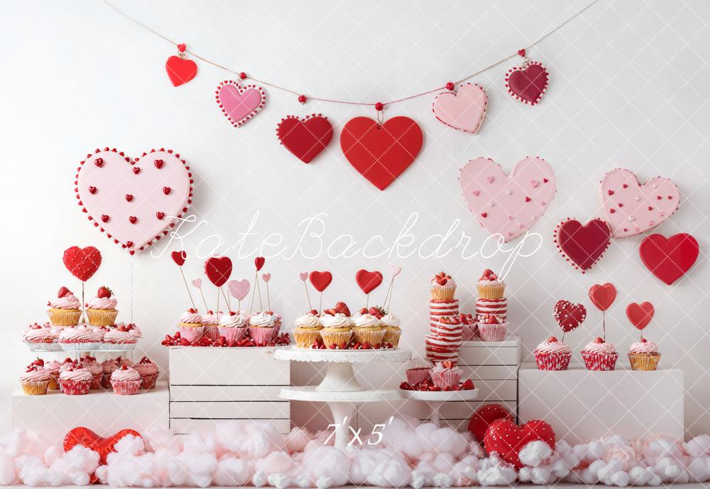Kate Valentine Heart Cupcake Backdrop Designed by Emetselch - Kate Backdrop AU