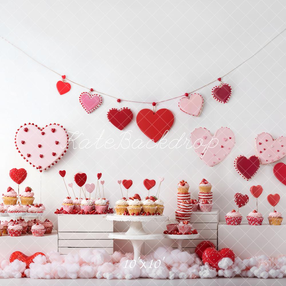 Kate Valentine Heart Cupcake Backdrop Designed by Emetselch - Kate Backdrop AU