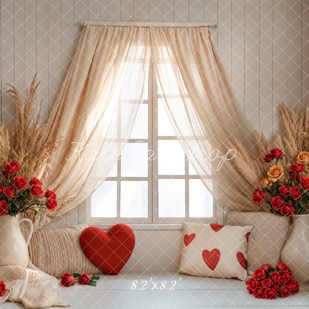 Kate Valentine Boho Curtain Window Backdrop Designed by Emetselch - Kate Backdrop AU