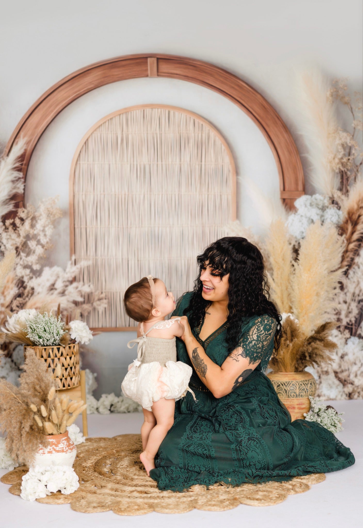 Kate Boho Floral Arch Neutral Backdrop Designed by Mini MakeBelieve - Kate Backdrop AU