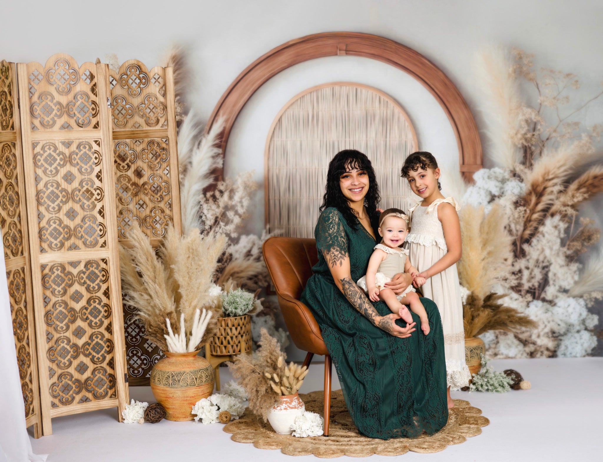 Kate Boho Floral Arch Neutral Backdrop Designed by Mini MakeBelieve - Kate Backdrop AU