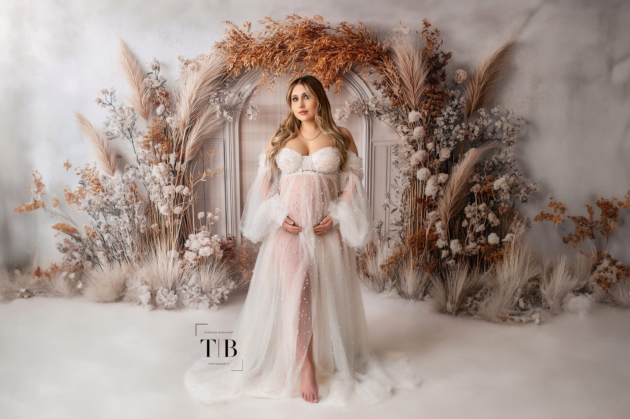 Kate Boho Floral Arch Beige Backdrop Designed by Mini MakeBelieve - Kate Backdrop AU