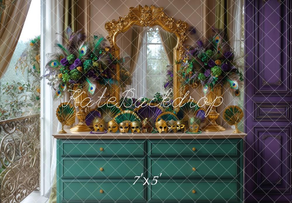 Kate Mardi Gras Dresser Peacock Masks Backdrop Designed by Mini MakeBelieve - Kate Backdrop AU