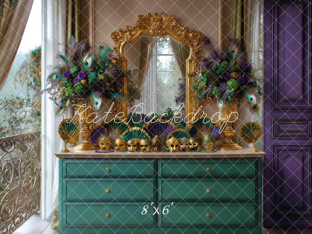 Kate Mardi Gras Dresser Peacock Masks Backdrop Designed by Mini MakeBelieve - Kate Backdrop AU