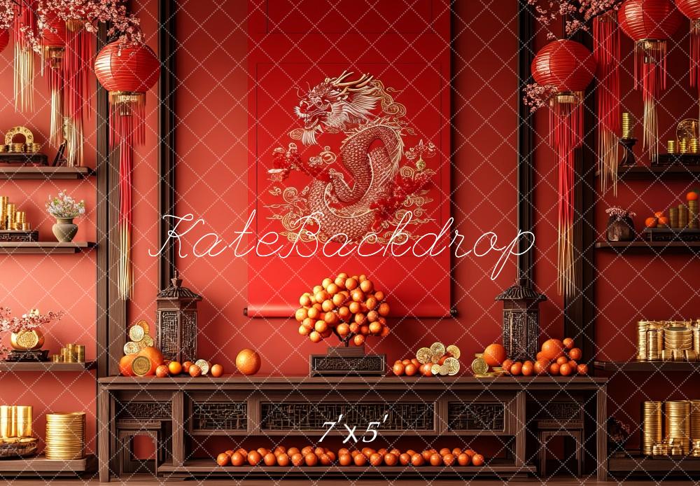 Kate Red Lantern Chinese Style Dragon Backdrop Designed by Mini MakeBelieve - Kate Backdrop AU