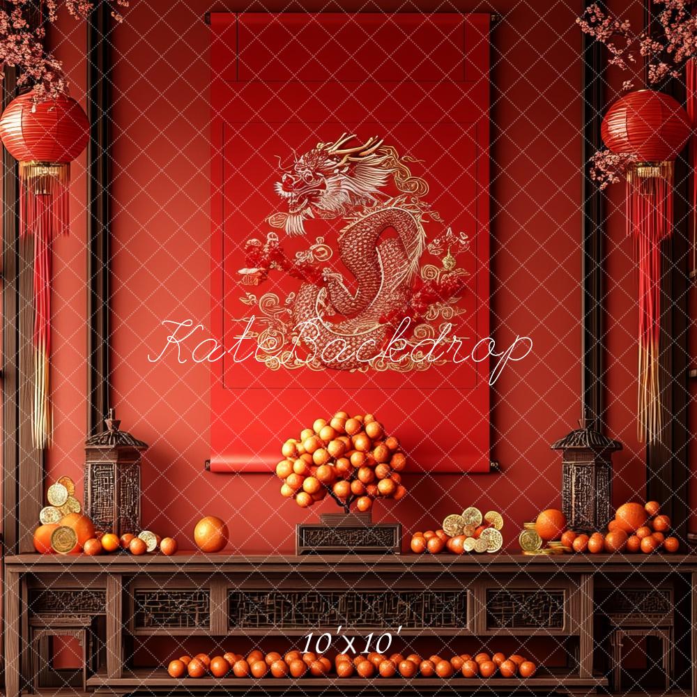 Kate Red Lantern Chinese Style Dragon Backdrop Designed by Mini MakeBelieve - Kate Backdrop AU