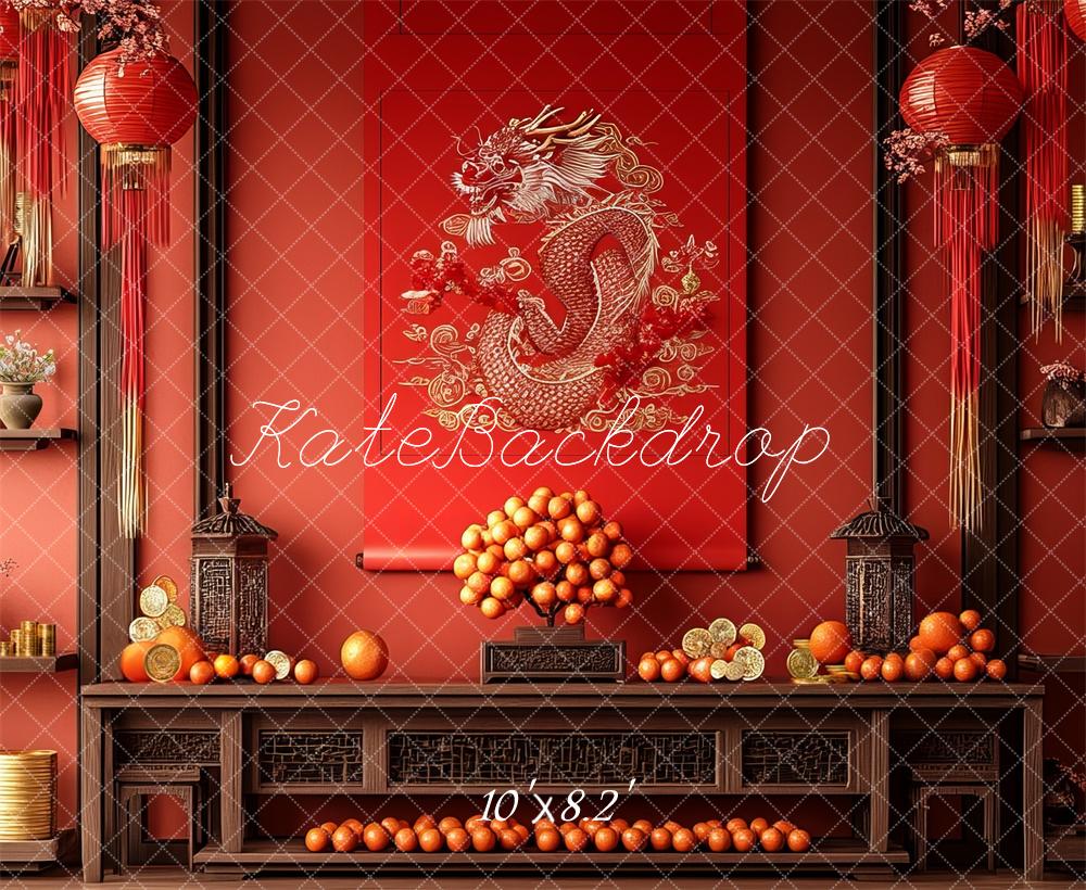 Kate Red Lantern Chinese Style Dragon Backdrop Designed by Mini MakeBelieve - Kate Backdrop AU