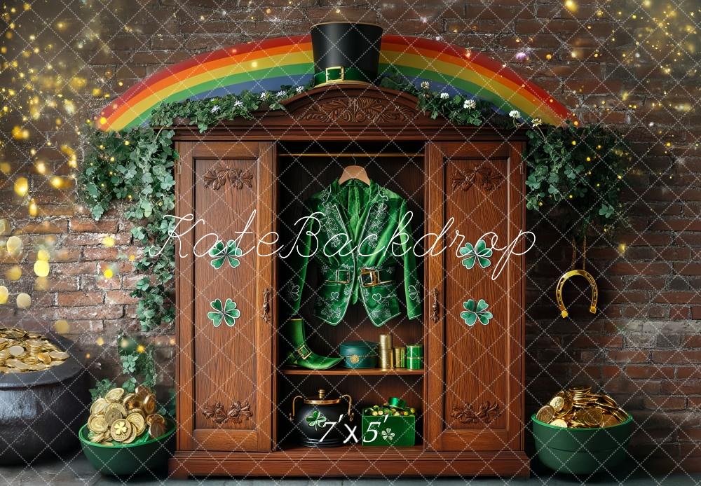 Kate St. Patrick's Day Backdrop Shamrock Leprechaun Rainbow Closet Designed by Mini MakeBelieve - Kate Backdrop AU