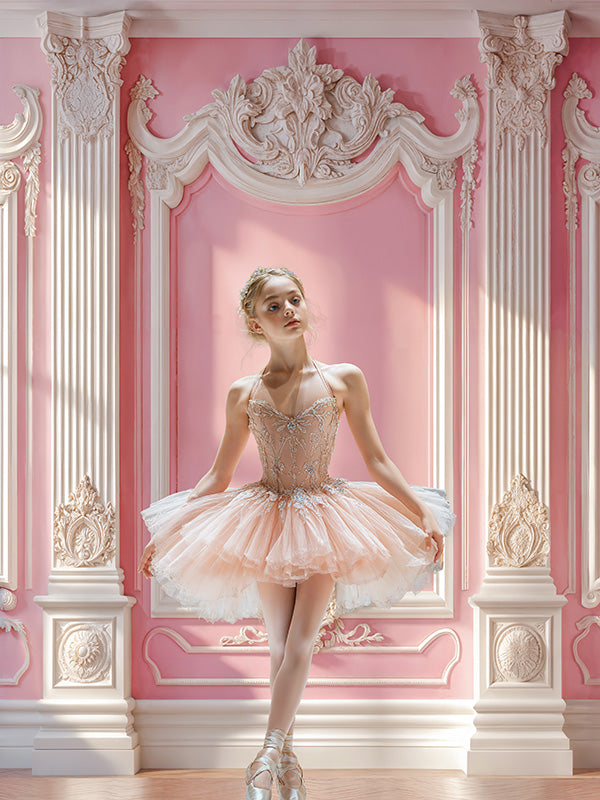 Kate Princess Pink Vintage Wall Sunlight Fleece Backdrop Designed by Emetselch - Kate Backdrop AU