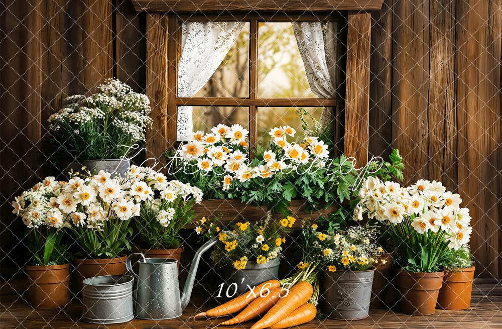 Kate Spring Easter Rustic Floral Window Backdrop Designed by Emetselch - Kate Backdrop AU
