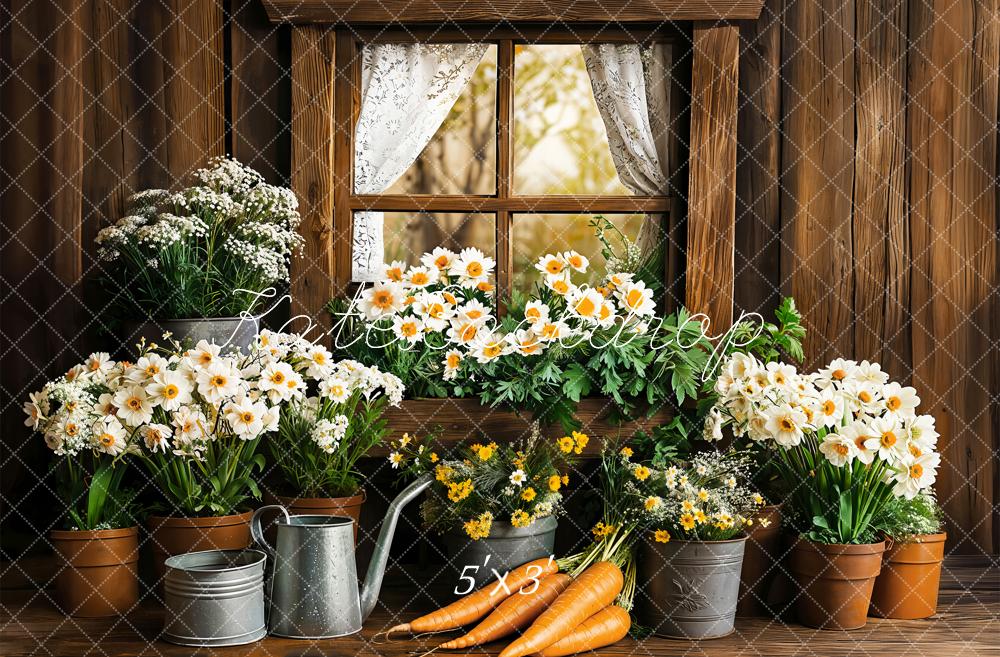 Kate Spring Easter Rustic Floral Window Backdrop Designed by Emetselch - Kate Backdrop AU