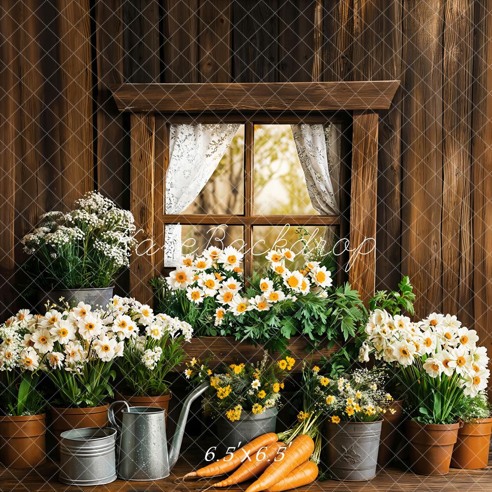 Kate Spring Easter Rustic Floral Window Backdrop Designed by Emetselch - Kate Backdrop AU
