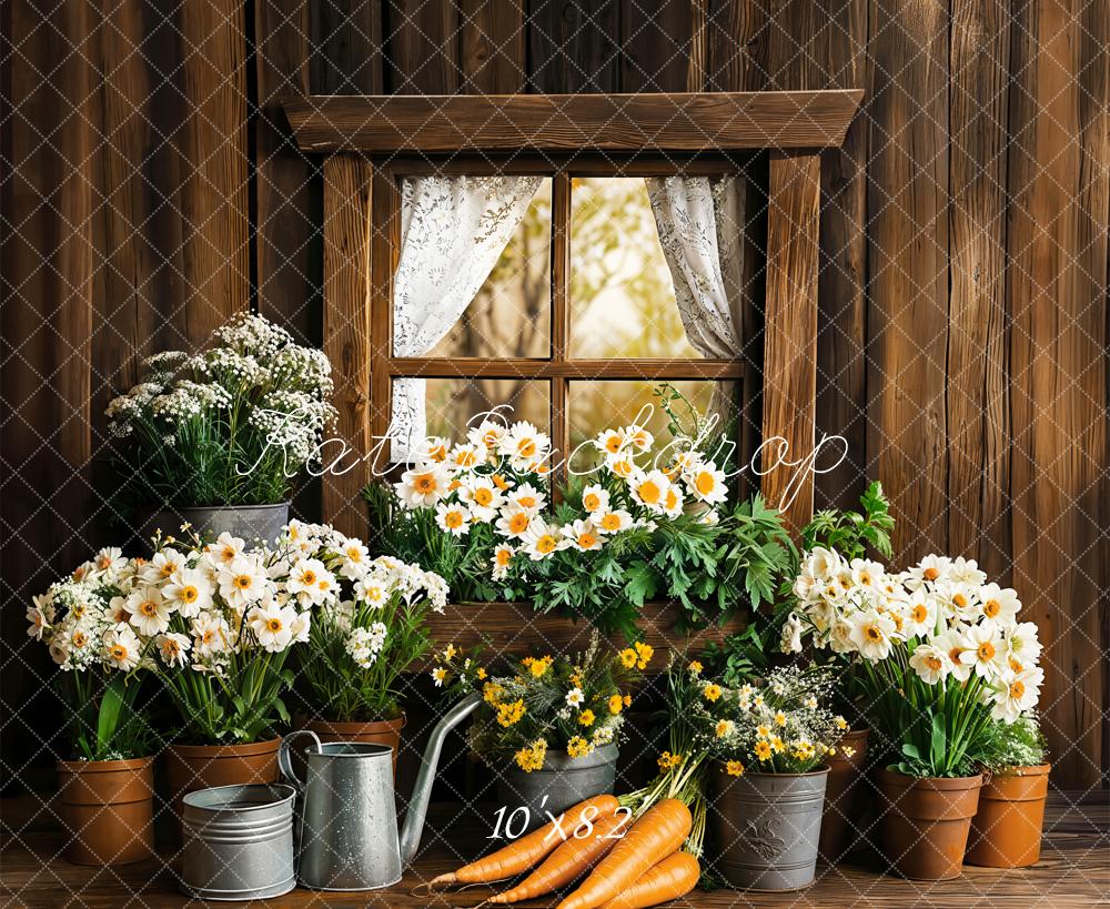 Kate Spring Easter Rustic Floral Window Backdrop Designed by Emetselch - Kate Backdrop AU