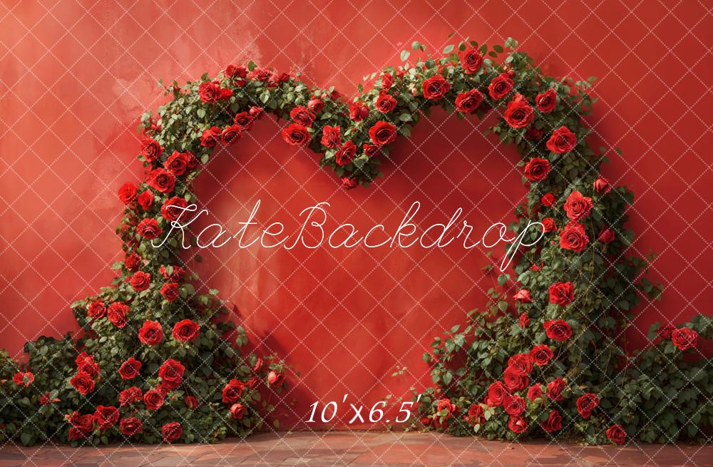Kate Red Valentine's Day Heart Rose Wall Backdrop Designed by Emetselch - Kate Backdrop AU