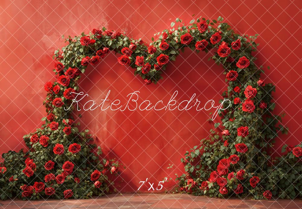Kate Red Valentine's Day Heart Rose Wall Backdrop Designed by Emetselch - Kate Backdrop AU