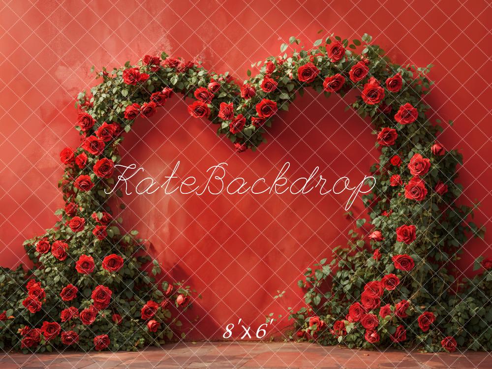 Kate Red Valentine's Day Heart Rose Wall Backdrop Designed by Emetselch - Kate Backdrop AU