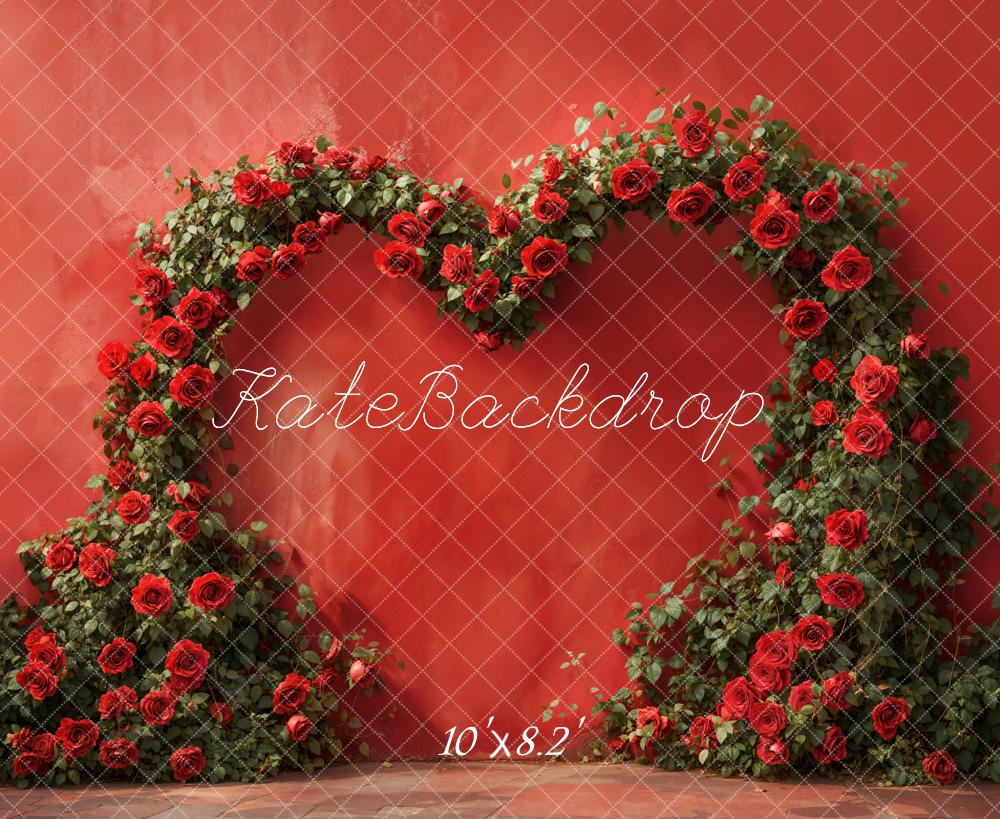 Kate Red Valentine's Day Heart Rose Wall Backdrop Designed by Emetselch - Kate Backdrop AU