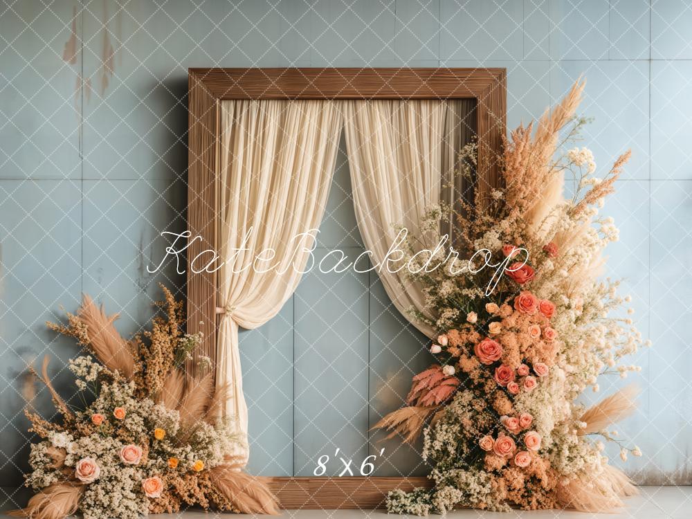 Kate Boho Floral Frame Wedding Backdrop Designed by Emetselch - Kate Backdrop AU