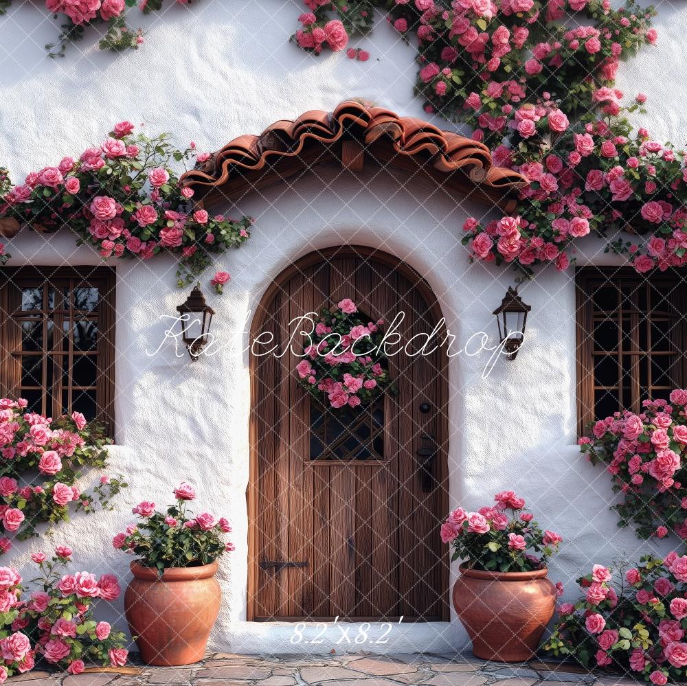 Kate Spring Cottage Entrance With Blooming Roses Backdrop Designed by Patty Roberts - Kate Backdrop AU