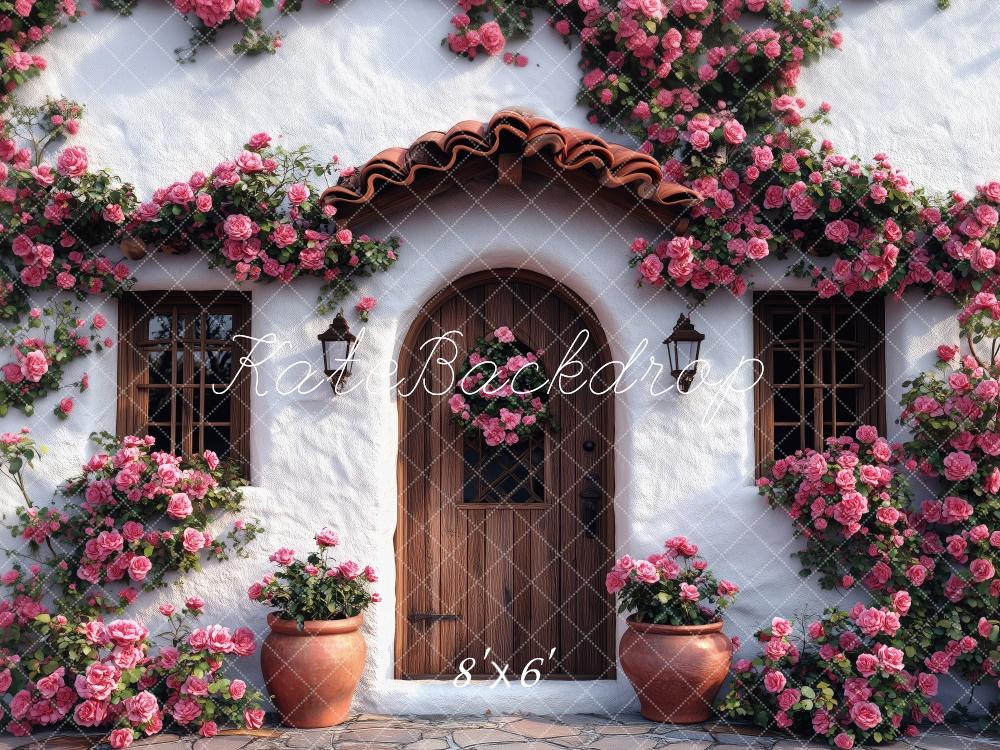 Kate Spring Cottage Entrance With Blooming Roses Backdrop Designed by Patty Roberts - Kate Backdrop AU