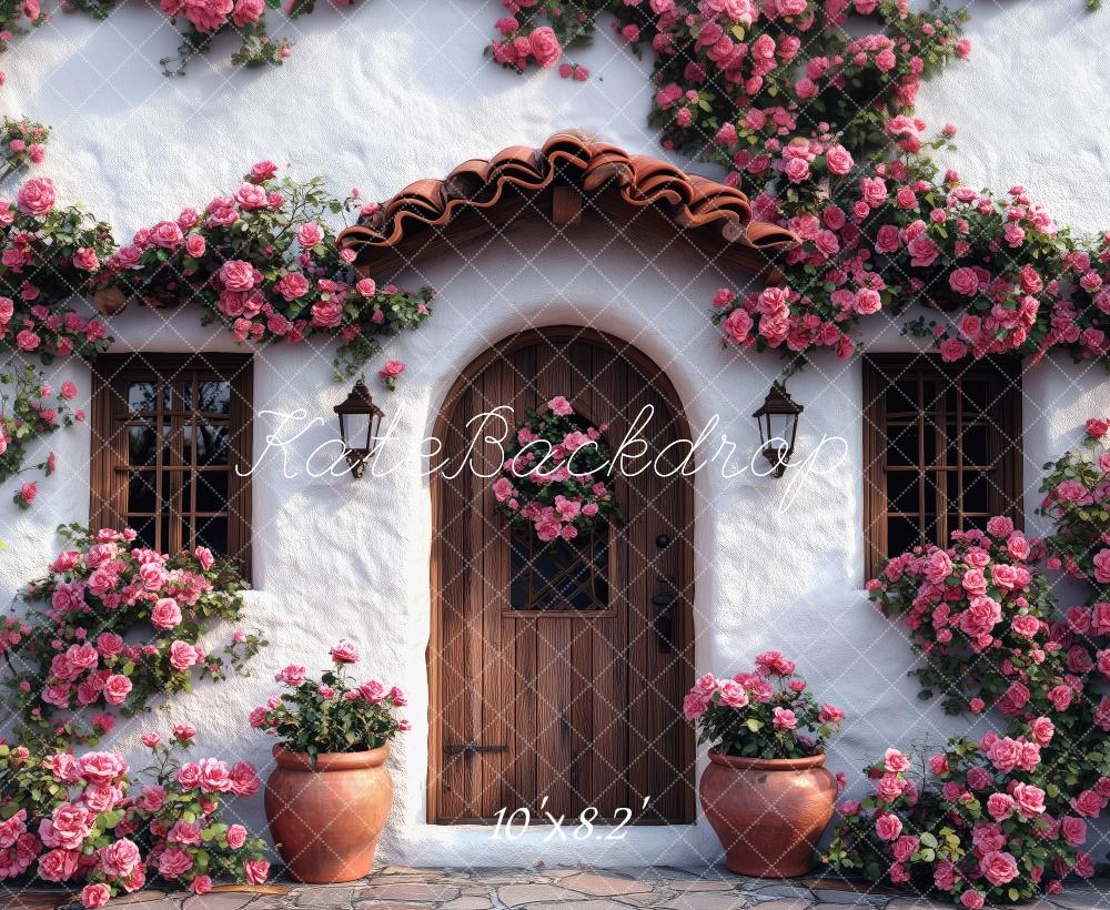 Kate Spring Cottage Entrance With Blooming Roses Backdrop Designed by Patty Roberts - Kate Backdrop AU