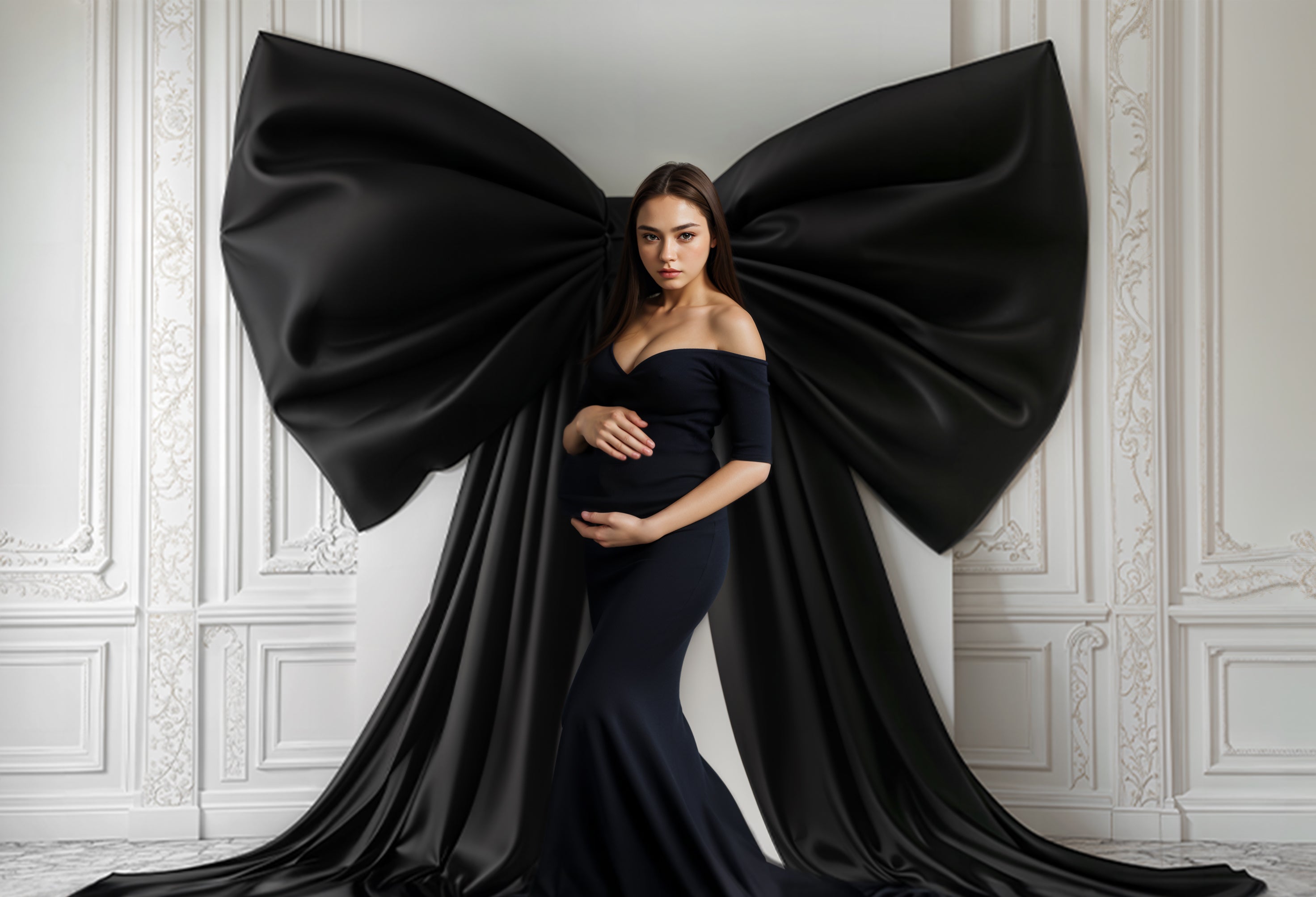 Kate Black Bow Vintage Wall Backdrop Designed by Chain Photography - Kate Backdrop AU