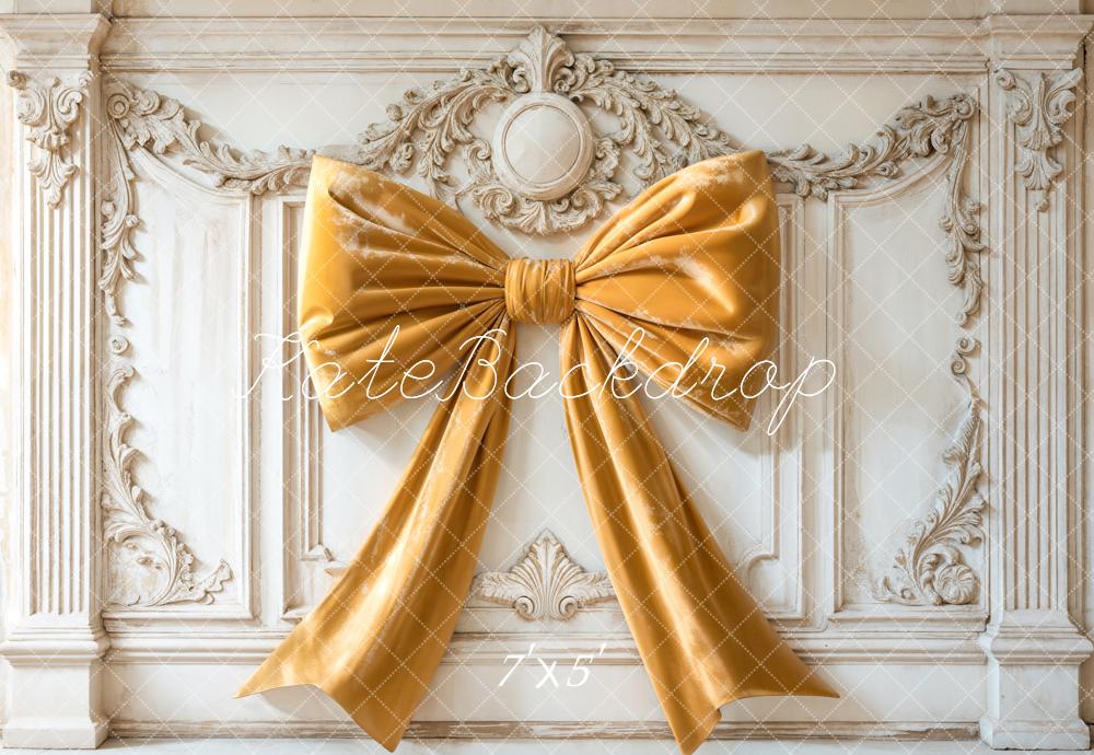 Kate Yellow Bow Vintage Wall Backdrop Designed by Emetselch - Kate Backdrop AU
