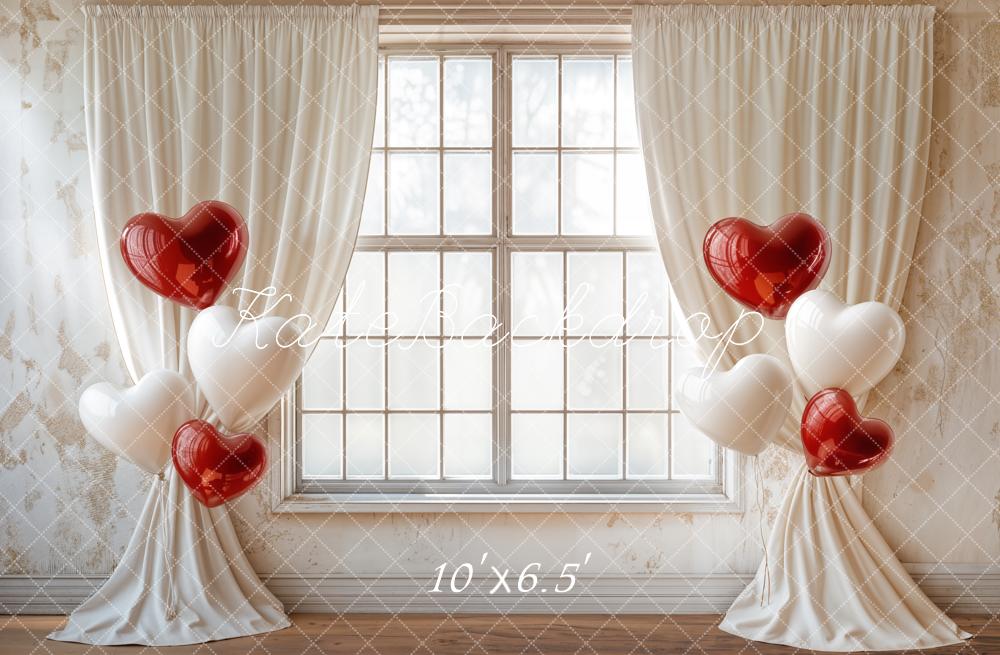 Kate Valentine Backdrop Heart Balloons Curtain Window Designed by Emetselch - Kate Backdrop AU