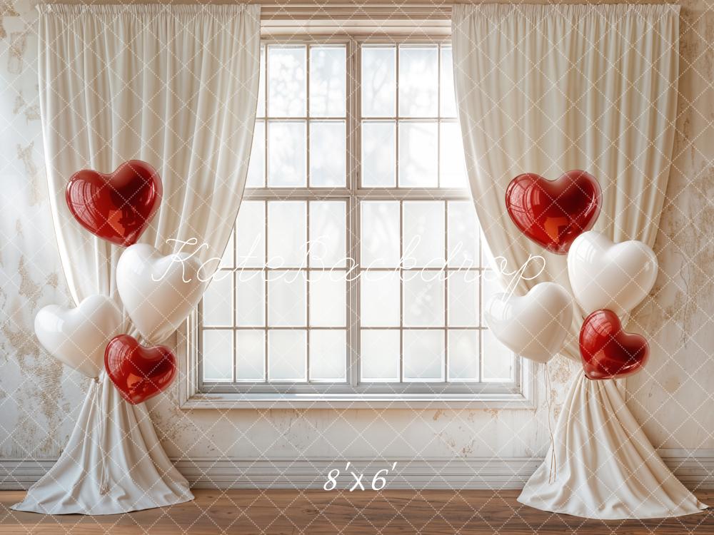 Kate Valentine Backdrop Heart Balloons Curtain Window Designed by Emetselch - Kate Backdrop AU
