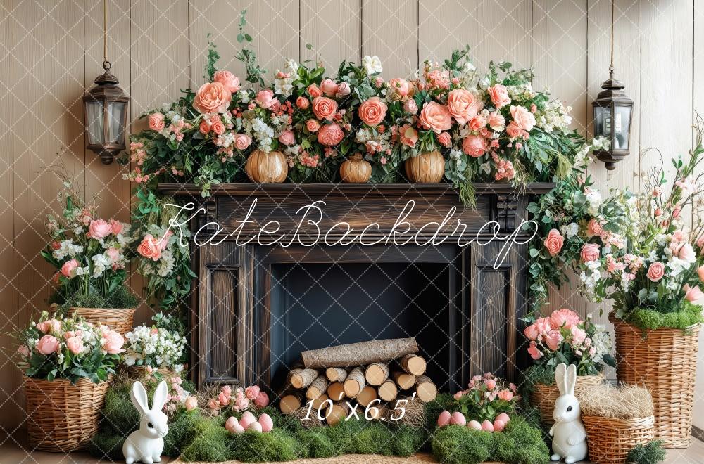 Kate Elegant Floral Fireplace Backdrop Designed by Patty Roberts - Kate Backdrop AU