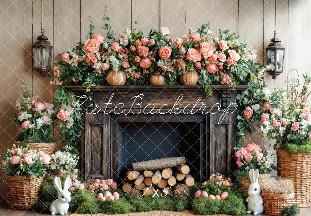 Kate Elegant Floral Fireplace Backdrop Designed by Patty Roberts - Kate Backdrop AU