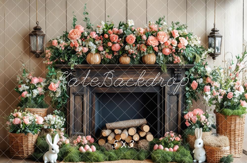Kate Elegant Floral Fireplace Backdrop Designed by Patty Roberts - Kate Backdrop AU