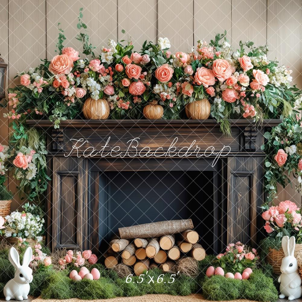 Kate Elegant Floral Fireplace Backdrop Designed by Patty Roberts - Kate Backdrop AU