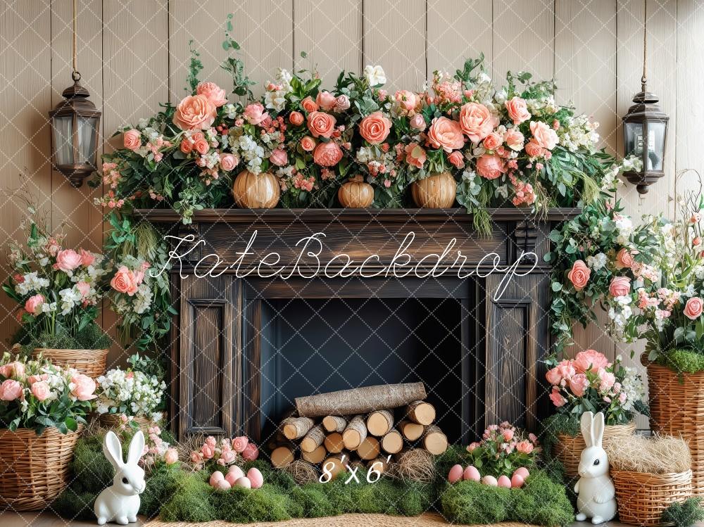 Kate Elegant Floral Fireplace Backdrop Designed by Patty Roberts - Kate Backdrop AU