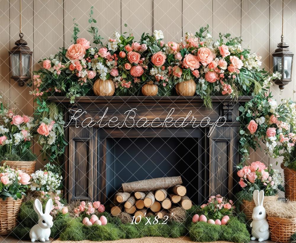 Kate Elegant Floral Fireplace Backdrop Designed by Patty Roberts - Kate Backdrop AU