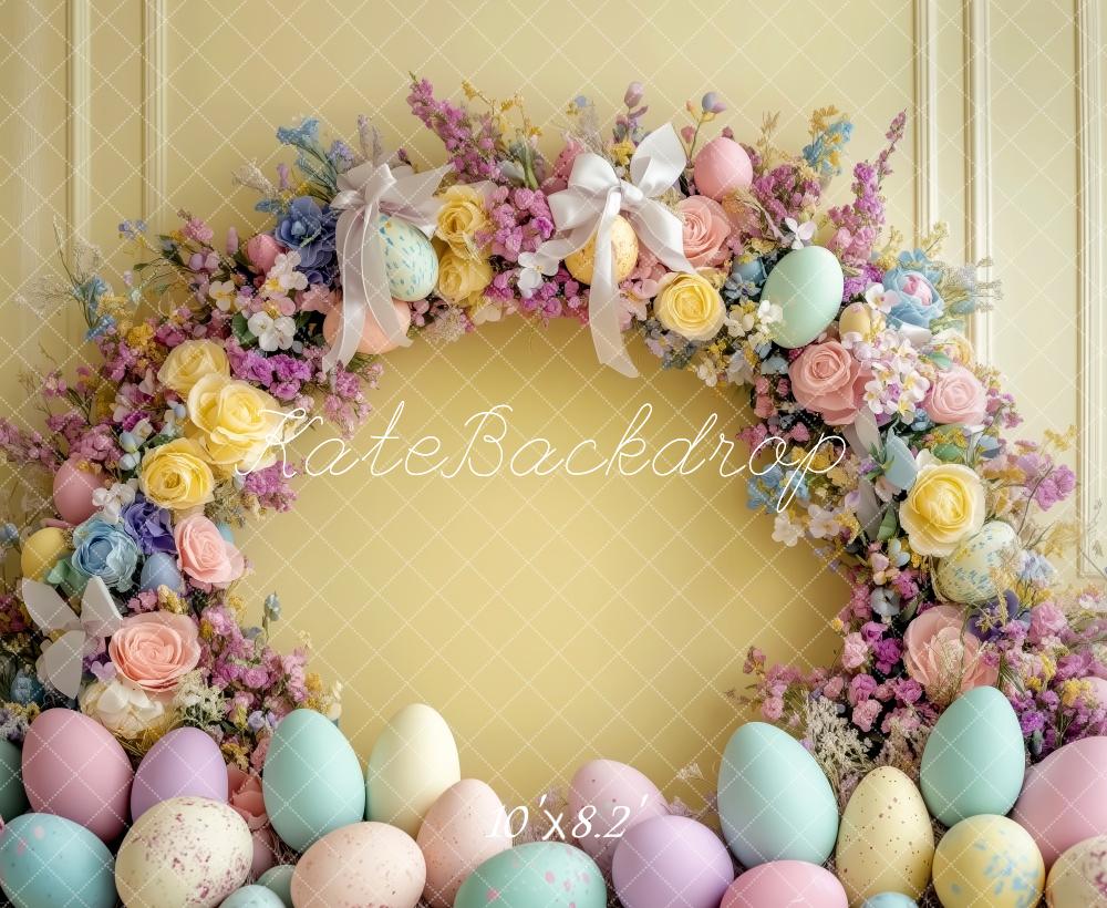 Kate Pastel Floral Easter Egg Backdrop Designed by Patty Roberts - Kate Backdrop AU