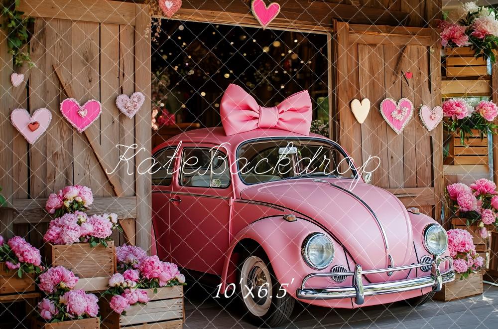 Kate Pink Vintage Car Valentine’s Backdrop Designed by Patty Roberts - Kate Backdrop AU