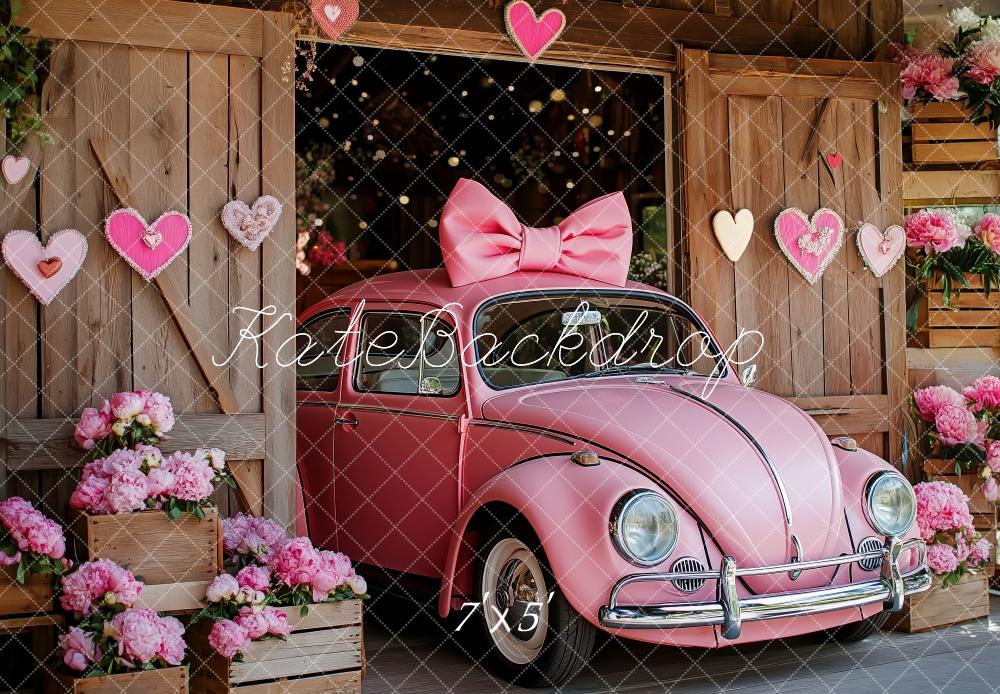 Kate Pink Vintage Car Valentine’s Backdrop Designed by Patty Roberts - Kate Backdrop AU