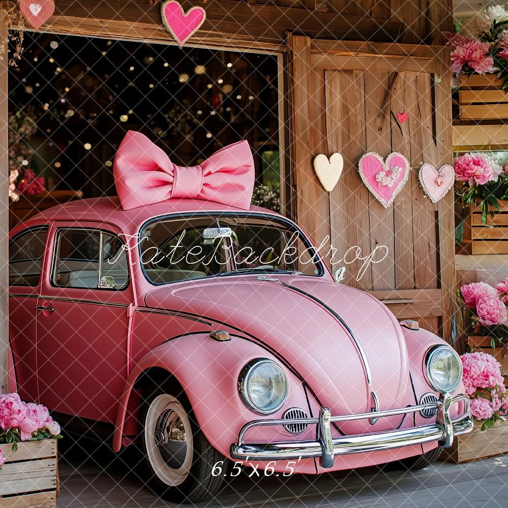 Kate Pink Vintage Car Valentine’s Backdrop Designed by Patty Roberts - Kate Backdrop AU