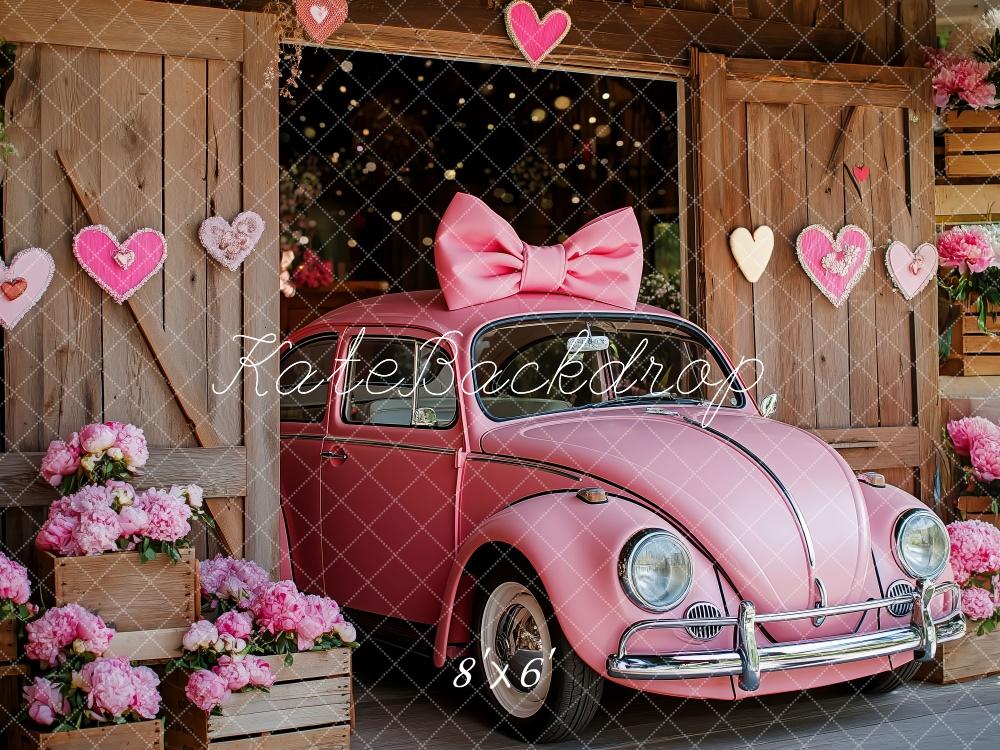 Kate Pink Vintage Car Valentine’s Backdrop Designed by Patty Roberts - Kate Backdrop AU