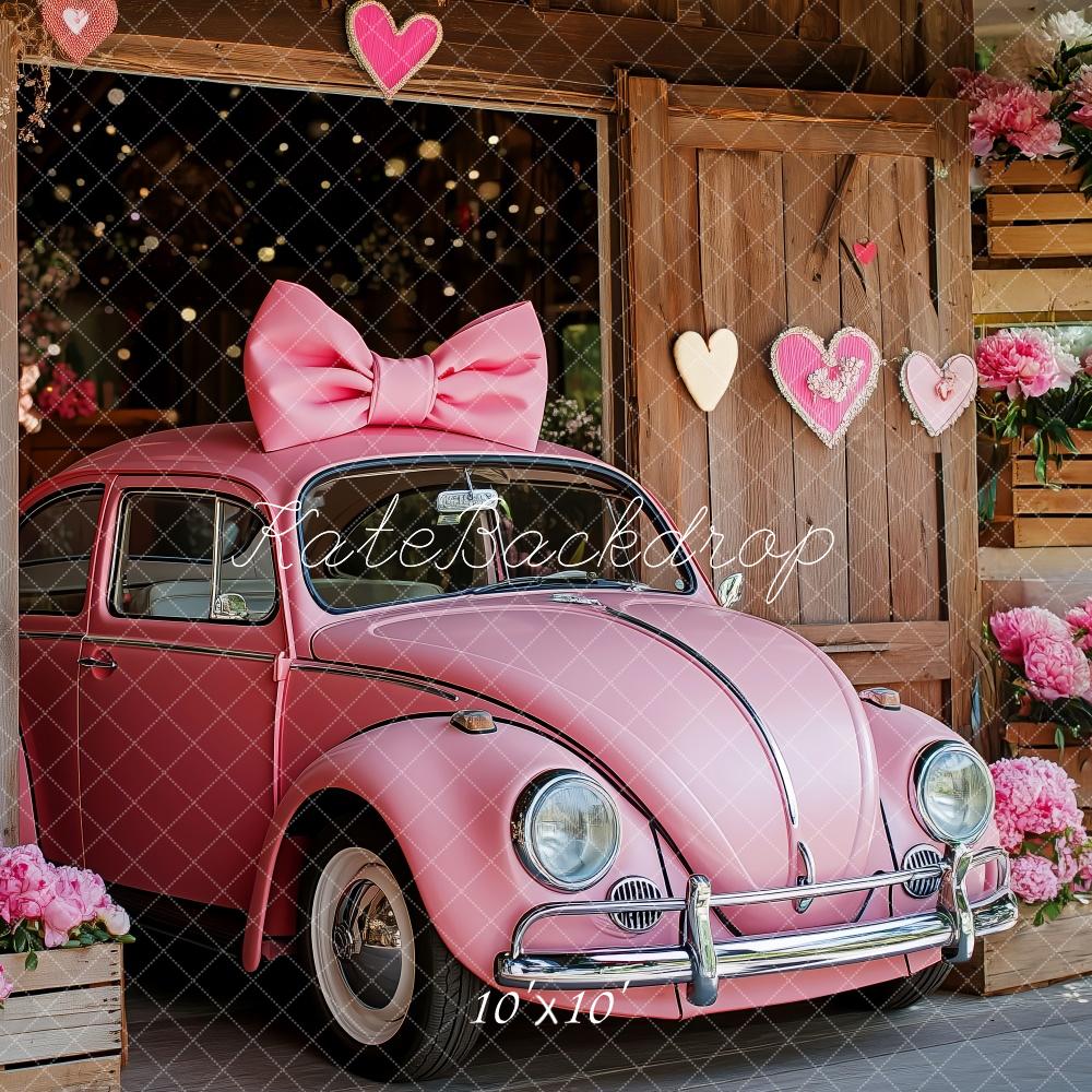 Kate Pink Vintage Car Valentine’s Backdrop Designed by Patty Roberts - Kate Backdrop AU