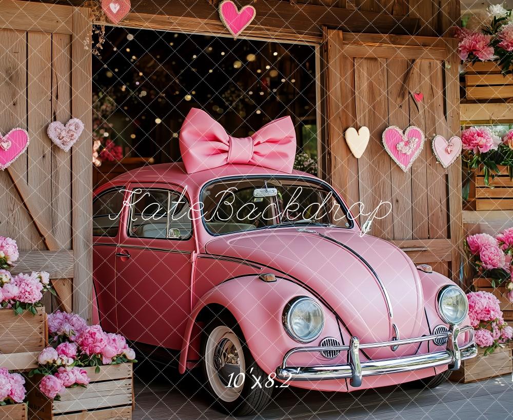 Kate Pink Vintage Car Valentine’s Backdrop Designed by Patty Roberts - Kate Backdrop AU