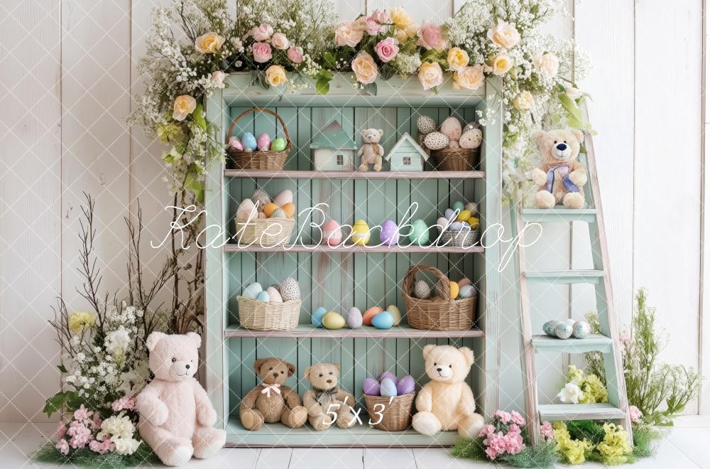 Kate Vintage Easter Bear Shelf Backdrop Designed by Patty Roberts - Kate Backdrop AU