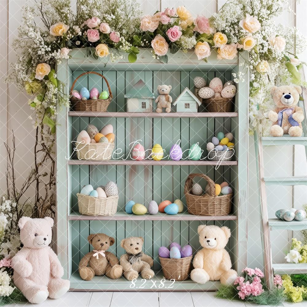 Kate Vintage Easter Bear Shelf Backdrop Designed by Patty Roberts - Kate Backdrop AU