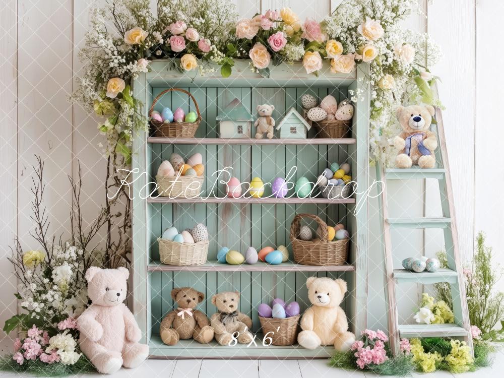 Kate Vintage Easter Bear Shelf Backdrop Designed by Patty Roberts - Kate Backdrop AU