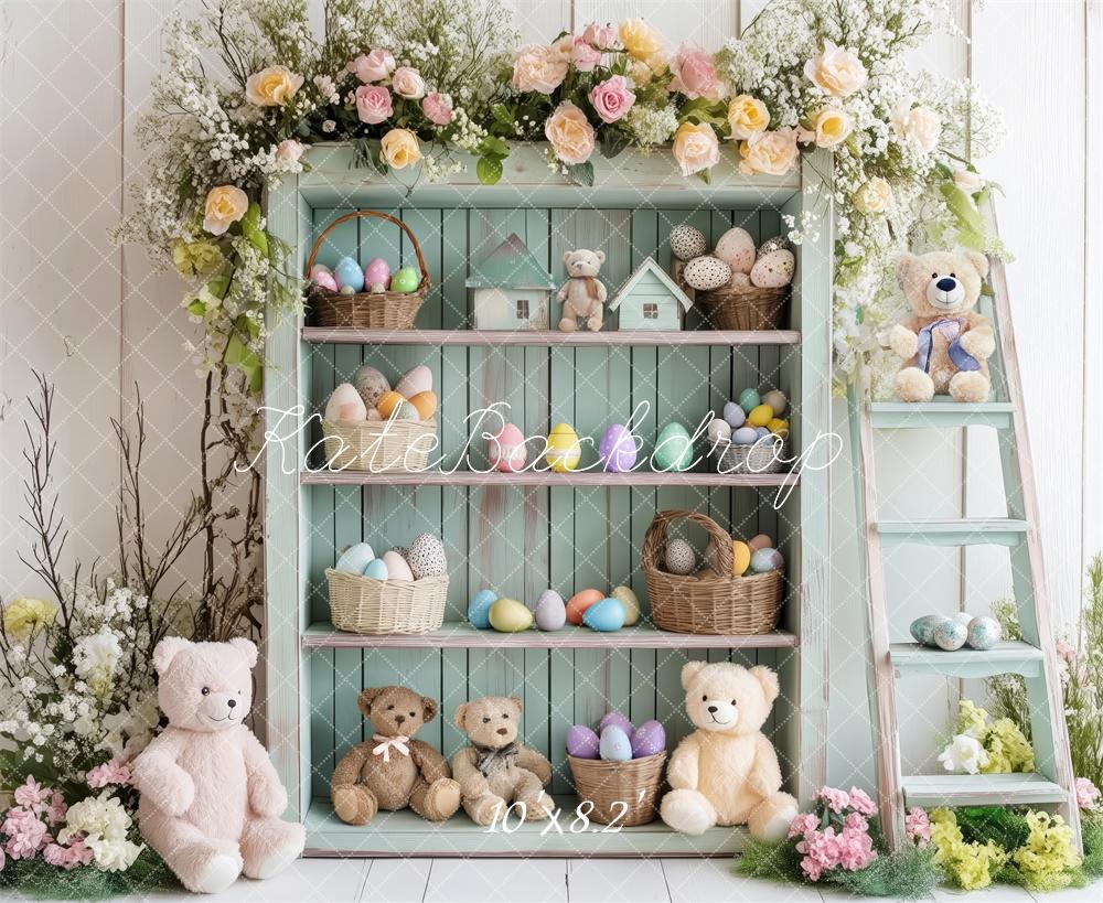 Kate Vintage Easter Bear Shelf Backdrop Designed by Patty Roberts - Kate Backdrop AU
