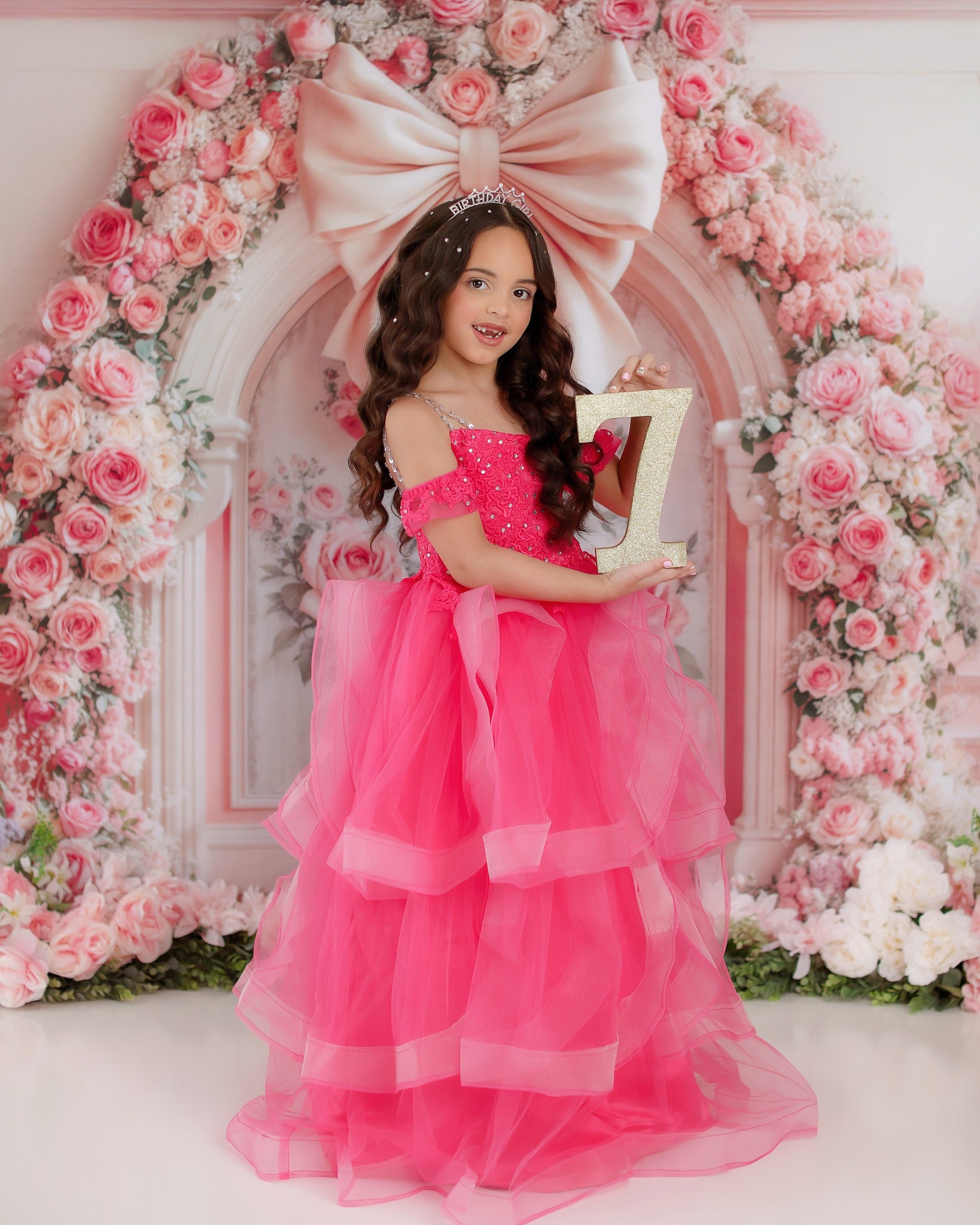 Kate Flower Arch Pink Rose Bow Backdrop Designed by Emetselch - Kate Backdrop AU